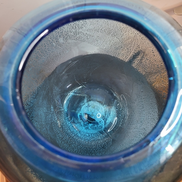 Art Glass Bowl Vase Dichroic Gold and Silver Signed 9" - Picture 8 of 11